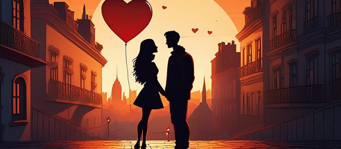 sunset couple silhouette valentine-s day-art-5